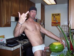 seaman100:  priming the watermelon for the party 