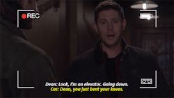 casbadass:  (Part One) (Part Two) Part Three: After Cas finds a camcorder, he and Dean take turns recording each other, whether its Cas catching Dean dancing or them quoting Parks and Rec to each other.