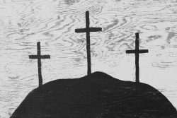 terrysdiary:  Three crosses painted on wood. 