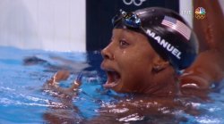 wocinsolidarity:  imsoshive:  The moment Simone Manuel realized she won a gold medal.   Just a few moments ago, Simone Manuel became the first Black woman from the USA to win an individual swimming medal at the Olympics - and it was GOLD! In the Women’s