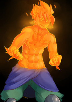 saane:  Did and art trade with Kp! This is his character Jinn the Fire Oni!  go check out said person NOW.