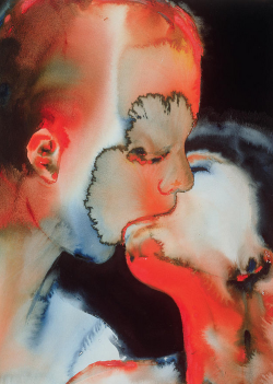 blue-voids:  Graham Dean - Close-Up Kiss, watercolor on paper, 1988 