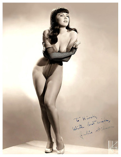 burleskateer:     Julie Gibson      aka. “The Bashful Bride”.. Vintage promo photo personalized: “To Hirsh,  With best wishes — Julie Gibson ”..    