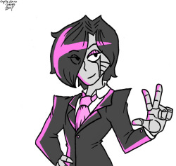Tuxedo Mettaton. I tried doing something cool with the highlighting, but I don’t know if I like how it turned out. 