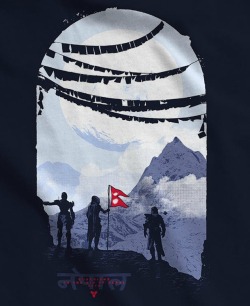 theomeganerd:  Buy a Destiny T-Shirt to Help Bring Aid to Nepal (and You Get a Shader)  Right now in the Bungie Store, you’ll find a special edition Nepal Aid T-Shirt. For ศ.99, you’ll receive a t-shirt, a custom in-game shader, and a custom in-game