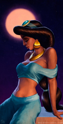 mauricioabril:“Shining, Shimmering, Splendid” - My princess Jasmine pinup, the first in hopefully a long line of Disney-based pinups.