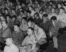 j-wolf-harding:  demons:  The immediate reaction of German POWs upon being forced by the US Army to watch to the uncensored footage of the concentration camps shot by the US Signal Corps.  People often forget that most of the German troops had no idea