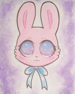sweet-pink-snow: My new sparkly-eyed bunny painting! ヽ(゜∇゜)ノ  