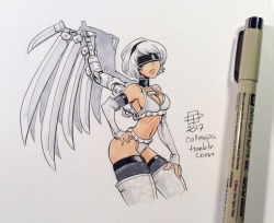 callmepo: Still in a doodling mood so here’s a Victoria’s Secret Alt Angel Yorha 2b.   [Come visit my Ko-fi and buy me a coffee green tea!]   