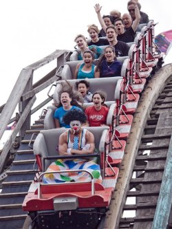 collegehumor:  Grumpy Clown Hates Roller Coasters Way to be a downer, Bozo.