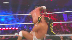 rwfan11:  CM Punk- trunks pulled by Del Rio at Survivor Series 2011 