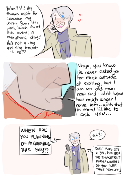doodlesonice: i cant wait for yuuri to be the son-in-law yakov’s always wanted.. anyway heres a bonus cause its christmas! 