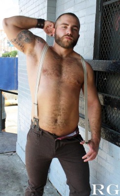 southerncrotch:  Bulging bear cub  Nipples and suspenders
