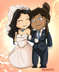 nikoniko808:  nikoniko808:  tiny gay wedding version of iahfy’s korrasami wedding pic  ~Love wins~