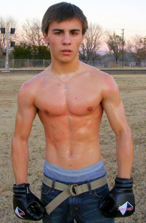 Young teen boys with big muscles