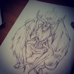 bio-vxen:  Just finished the drawing for my tattoo Now I need money :DD #drawing #tattoo #baphomet #sketch #art #pencil 