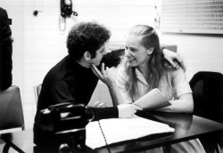 victoriancello:  Jacqueline du Pré with Daniel Barenboim during a recording session in London at the Abbey Road Studio, being all cutesy &amp; musical at the same time. 