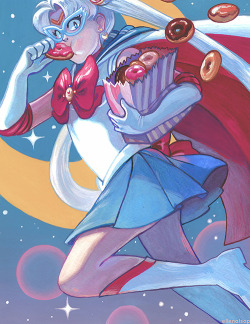 ellenalsop:  gahhh I wanted to paint prototype/caped Usagi being all cool, but then I got hungry. I’m so excited for the Sailor Moon reboot, guys!!  (prints will be available at Anime Boston // done in gouache) 