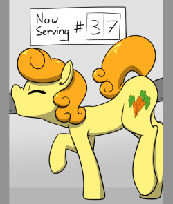 Prompt 7:  Draw/Write about ponies at a glory hole.Hang in there, Carrot Top, only 62 left until we run out of digits!