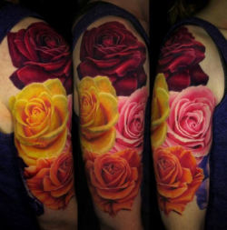 tattotodesing:  4 colored rose flowers 3D Tattoo  - https://goo.gl/0HE8iz