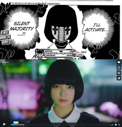 mochichan00: Hunter x Hunter author jumped on that Keyakizaka46 hype train sneaking that Silent Majority reference in the new chapter. Techi is nen user now &lt;3
