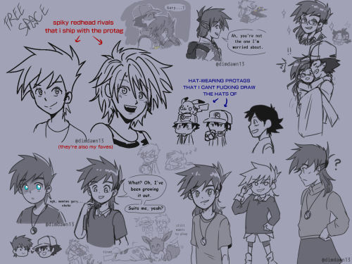 dimmestmorn13:gary oak sketch dump ft. palletshipping and cameo from my tennis boys(click for better quality) 