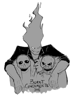 withtheworms: i got some messages asking about what the ship name for UT Sans/UF Grillby/UF Sans is and I mean I’m still calling it “hecked up if true” but I’m here to tell u it can also be called “Burnt Condiments.” it’s……..u see, it’s
