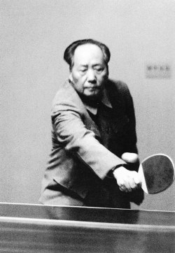 Mao Zedong playing ping pong, 1963.
