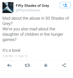 shiftingpath:noibatitty:amandakaitlanbentley:IM SORRY WHATWHAT THE FUCK&ldquo;Were you also mad about the slaughter of children in the Hunger Games?&rdquo; Yes. And, more importantly, the characters of the Hunger Games were also mad about it, which is