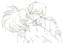 yumblrgram:Todomomo kiss WIP…I might color it. If so, I’ll upload the finished one later.