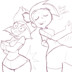 fluffys-art-universe: Just a sketch dump of Carol and Enid from OK K.O. lez be heroes. I spelled carol wrong in the first pic. Oh well.   ;9