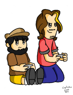 I coloured a doodle I did in school of the original Game Grumps. 