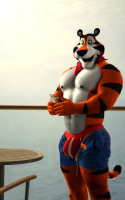 thefurryshopper:  So in case you haven’t heard about this yet, the Frosties/Frosted Flakes mascot Tony the Tiger has a Twitter account where he promotes sports events and general exercise along with his cereal. Now, because most furries are apparently