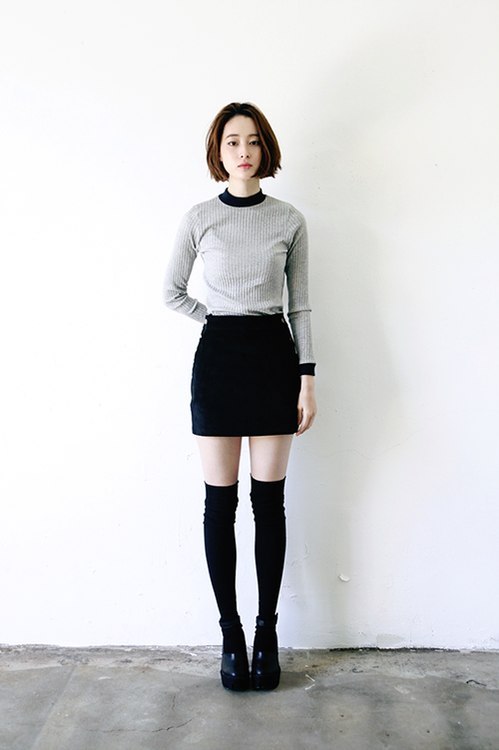School girl mini skirt with knee socks