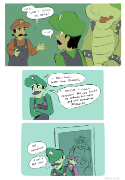 arielries:in which bowser and luigi find each other and a brand new way to piss off mariothe continuation of thisI DID NOT PREDICT HOW MUCH BOWUIGI WOULD EXPLODE… YOU GUYS…please never forget me, the mind behind bowser and luigi’s first lovethis