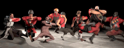 doktorgirlfriend:trumpeteer34:sillyscrunchy:  rightwriteryder:  THIS GIF GETS MORE HILARIOUS THE LONGER I LOOK AT IT SPY’S LEGS HEAVY LOLLING BACK AND FORTH DEMOMAN OWNING THE DANCE FLOOR SOLDIER’S HEAD SOLDIER’S FUCKING HEAD  Sniper desperately