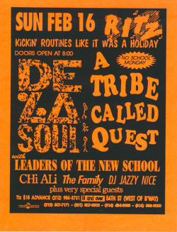 De La Soul &amp; A Tribe Called Quest @ Ritz - February 16, 1992 #FlyerFriday