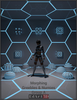 EdArt3D is expanding its Sci-Fi oriented products offerings - Morphing Greebles &amp; Nurnies Group A. This set contains a total of 20 morphing props (10 normal &amp; 10 SubD versions). 4 Morphs and 3 MATs Zones per prop. A total of 20 MATs presets (4