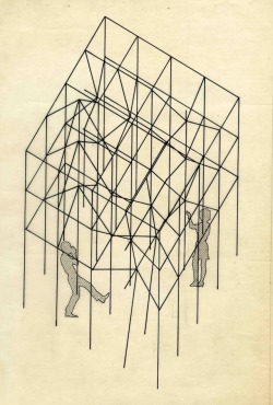 garadinervi:    Gianni Colombo, Technical drawing for Spazio elastico, ambiente, 1967-1968, Ink on transparent paper, Archivio Gianni Colombo, Milano. [Re–Programmed Art]  