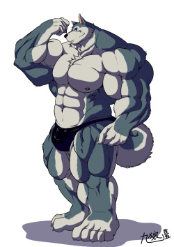 bananafuzzy:  I know it has been a while! But I’ve finally gotten back to drawing something that didn’t turn out like crap before losing motivation! Hooray! :D This is my entry for Kuroma’s Kemobuilder! Featuring here is Grehard’s buff husky fursona! #kem