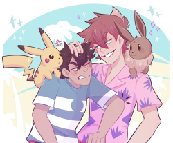enchillama: my big dream would be seein gary in the sunmoon anime but who knows……….  (also in the SM series they look Real Young again so just for the hell of it i used eevee instead of umbreon) 