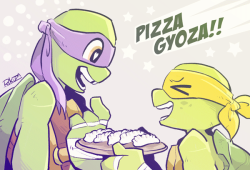 rikuta:  Hi JT!! I’m sorry for late reply. I drew the tmnt art for first time…How about? :DI love especially Donatello and Michelangelo! And I want to eat Pizza gyoza haha!oh I don’t know 2003 and the 1987 series…I will check it when I have time!