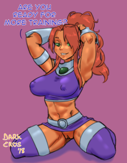 chillguysmut:  thedarkeros: seems Starfire is eager to start “sparring” :3 Oh hell yes  yes please~ &lt; |D’‘‘