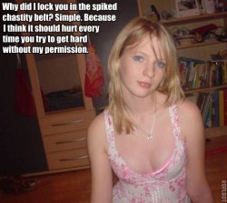 cuckyboisissy:  chaste-sissy-slut:  I can only hope to find a girl this cruel.  How could any sissy hubby not get hard when faced with such a vision, especially when her luscious young lips are wrapped around a large black cock until it shoots allover