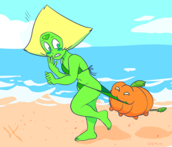 sketchapod: month of Peridot - day 4  pumpkin, no! pumpkin, yeess.  pumpkin knows where its at~ ;3