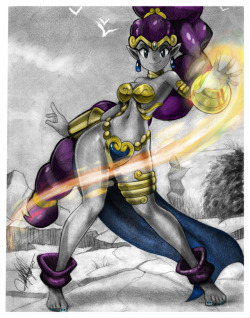 todd-drawz: Who is Shantae? She is the eponymous half-genie who must travel across Sequin Land to foil the domination plans of the evil pirate Risky Boots.   