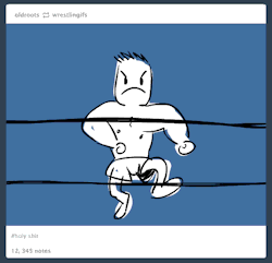 oldroots:  iamprikle:  i had this dream i was on tumblr and saw oldroots reblogged a gif of WWE where a guy came into the ring from the audience and punched a guy out of the ring onto another guys dick (no homo)  CHRIST 