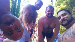 brutesndaddies:  Out chillin by the pool on my 25th Birthday John, wes, adam and me :) 