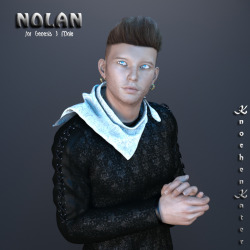  Look at that Baby face! Nolan could be everything you want. The good boy next door, the bad boy at your school or the perfect lover for your favorite girl.He comes with 3Delight and Iray Materials and 5 Eye colors. His Tattoos could be used together