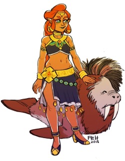 faitherinhicks:Chief Riju of the Gerudo and her sand seal.